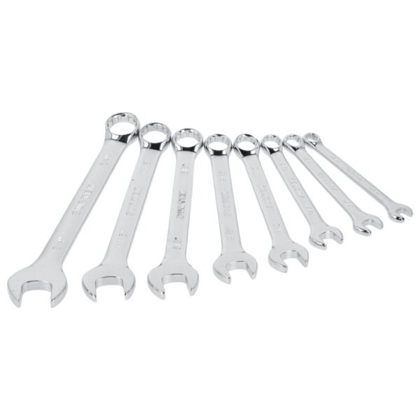 Juego de llaves combinadas pulido espejo en pulgadas, 12 puntas, 8 piezas en rack Surtek