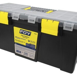 Caja portaherramientas plastica con broches plasticos y organizador color negro 22" x 10" Foy