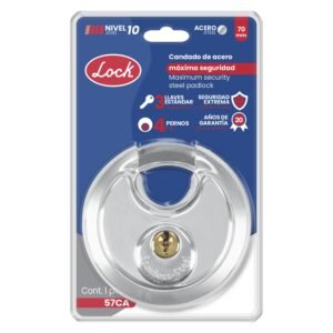 Candado de maxima seguridad tipo disco 70 mm, llave estandar Lock