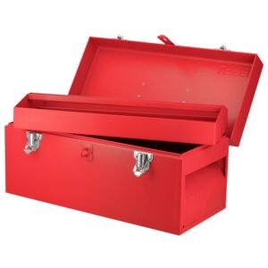 Caja portaherramientas metalica con asa plastica color rojo 16" x 7" x 7" Urrea