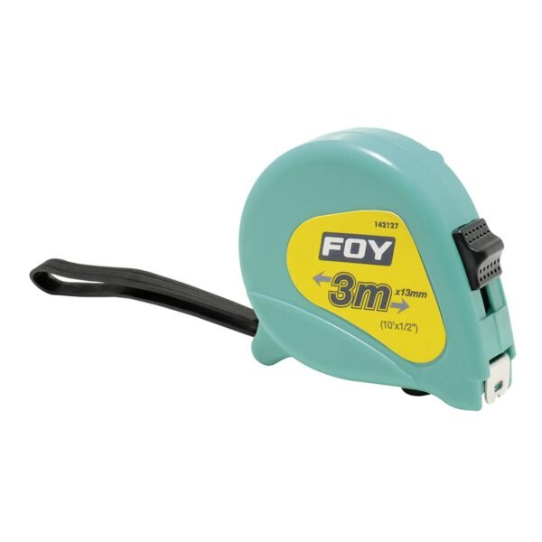 Flexometro con carcasa de plastico turquesa 3 m x 1/2" Foy