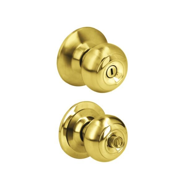 Pomo cilindrico ovalado funcion baño, laton brillante, llave estandar, blister Prolok