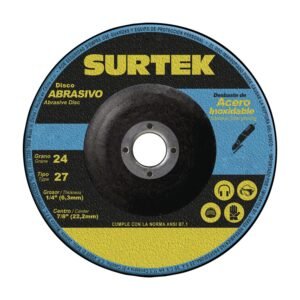 68812118 Disco abrasivo tipo 27 para metal 7" x 1/4" Surtek