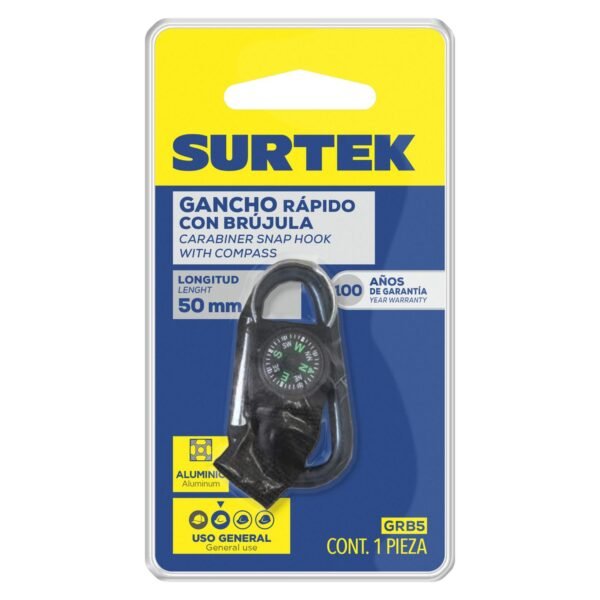 68801216 Gancho rapido con brujula 5 x 50 mm Surtek