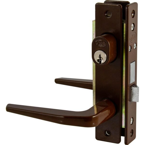 Cerradura clasica para puerta de aluminio funcion doble, cafe, llave estandar Lock