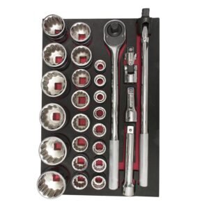 Juego de dados cortos y accesorios cuadro de 3/4" metricos 27 piezas, CH302-C Urrea