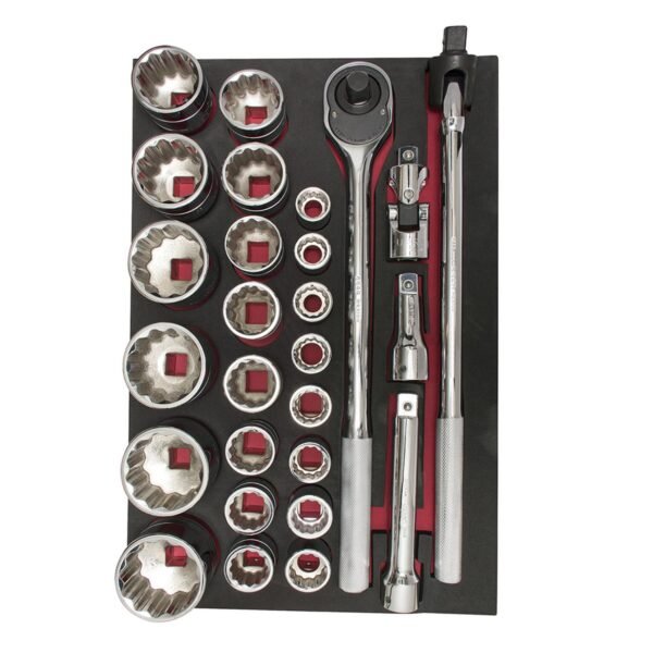 Juego de dados cortos y accesorios cuadro de 3/4" metricos 27 piezas, CH302-C Urrea