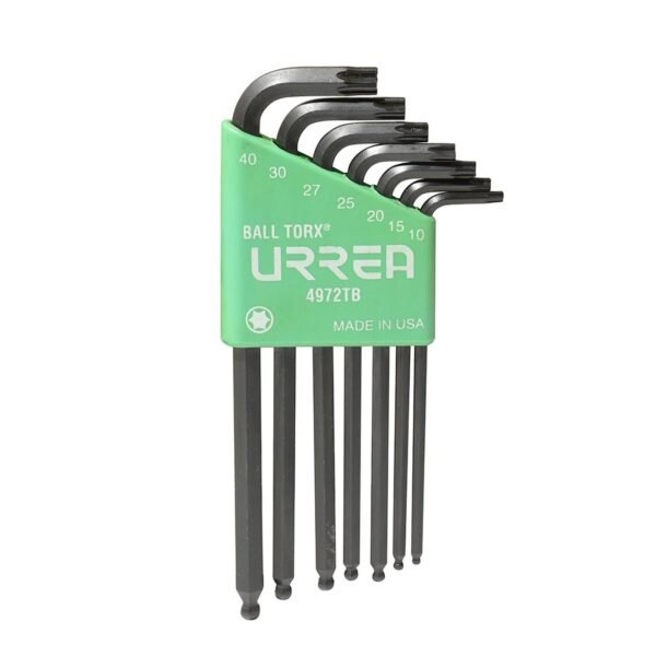 Juego de llaves hexagonales tipo "L" punta de bola, Torx, 7 piezas en blister Urrea