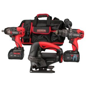 Juego de rotomartillo, pistola de impacto y sierra a bateria Li-ion 20 V, 4 pz en maleta Urrea