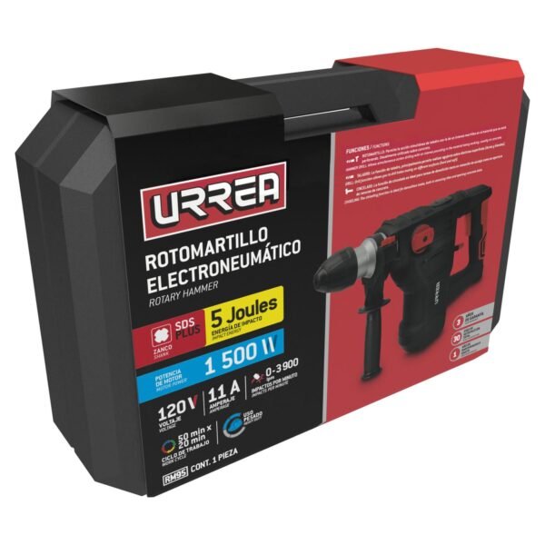 68801751 Rotomartillo electroneumatico SDS Plus 1320 W, 120 V, 5J, 0-800 RPM Urrea