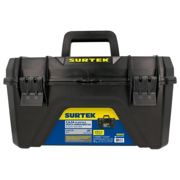 Caja portaherramientas plasticas con broches plasticos negro19" x 10" Surtek