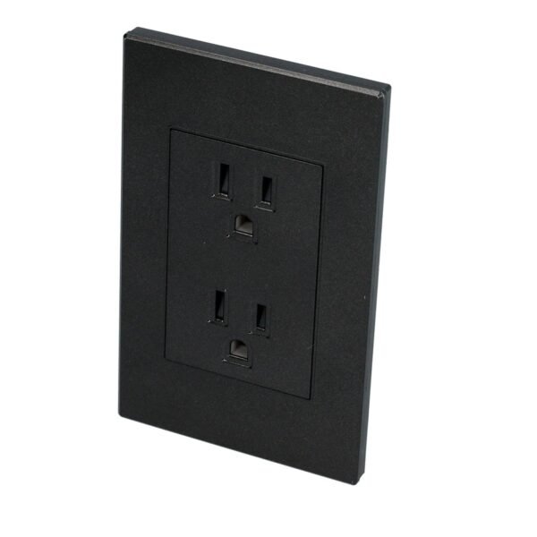Placa contacto duplex 1/1, linea Premium, color negro Surtek