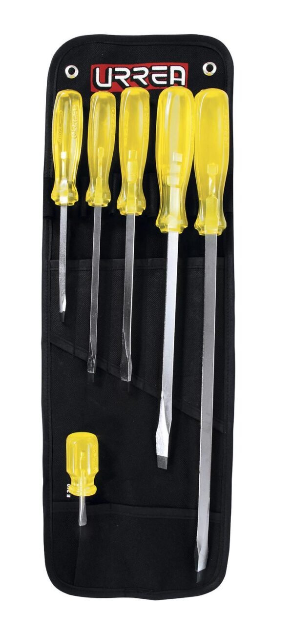 Juego de destornilladores con mango ambar combinados, 6 piezas en estuche Urrea
