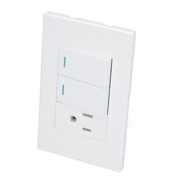 Placa 2 Interruptor 1 contacto 1/3, linea Premium, color blanco Surtek