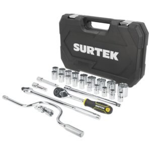 Juego de dados y accesorios cuadro de 1/2" en pulgadas, 27 piezas Surtek