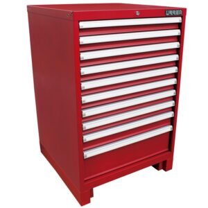 Gabinete fijo con 10 gavetas color rojo serie X 28" Urrea