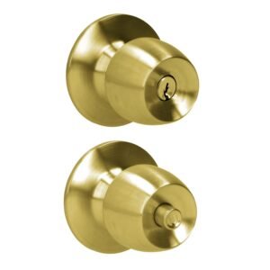 Pomo cilindrico media copa funcion recamara, laton brillante, llave estandar, blister Prolok