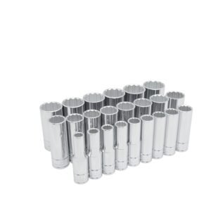 Juego de dados largos cuadro de 1/2", 12 puntas, metricos, 23 piezas Urrea