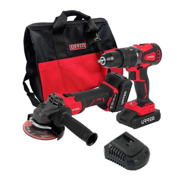 Juego de rotomartillo y esmeriladora de impacto a bateria Li-ion 20 V, 2 piezas, en mochila Urrea