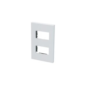 Placa 2 modulos 1/3, linea Premium, color blanco Surtek