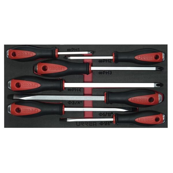 Juego de destornilladores con mango bimaterial de golpe combinado 7 piezas, CH128-C Urrea