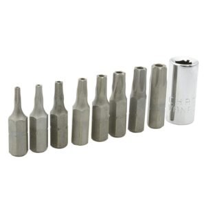 Juego de puntas torx de seguridad hexagono de 1/4", 9 piezas en blister Surtek