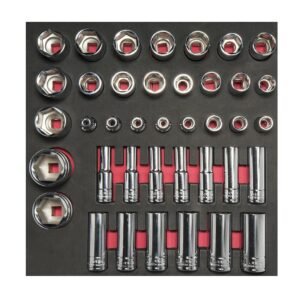 Juego de dados cortos y largos cuadro de 1/2" metricos 39 piezas, CH207-C Urrea