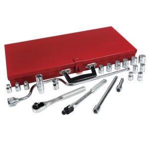 Juego de dados y accesorios cuadro de 3/8" metrico, 21 piezas Urrea