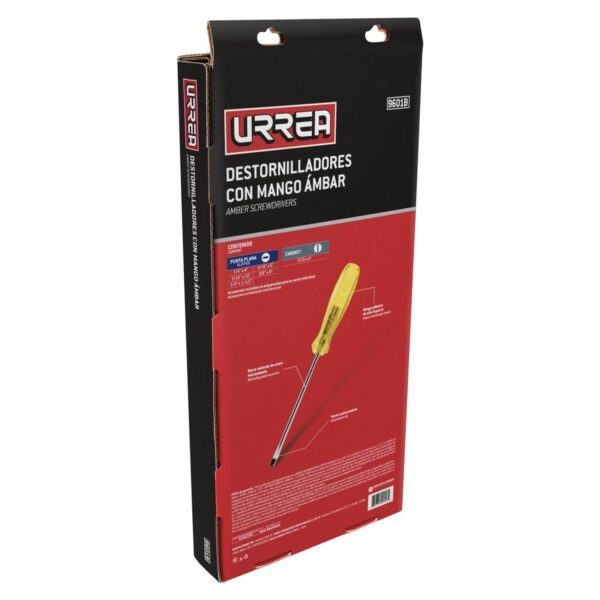 Juego de destornilladores con mango ambar combinados, 6 pie zas en caja de carton Urrea