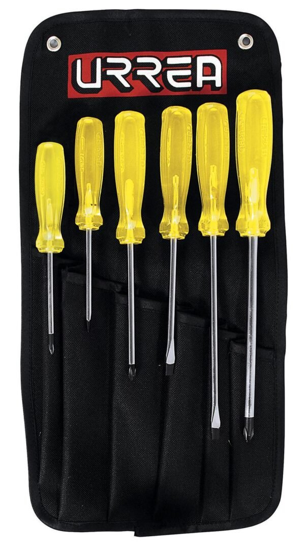 68799698 Juego de destornilladores con mango ambar combinados, 6 piezas en estuche Urrea