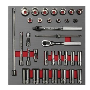 Juego de dados cortos,largos y accesorios cuadro de 3/8" metricos 35 piezas, CH202L-C Urrea