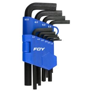 Juego de llaves hexagonales tipo "L", metricas, 10 piezas en rack Foy