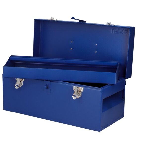 Caja portaherramientas metalica con asa plastica color azul 16" x 7" x 7" Urrea