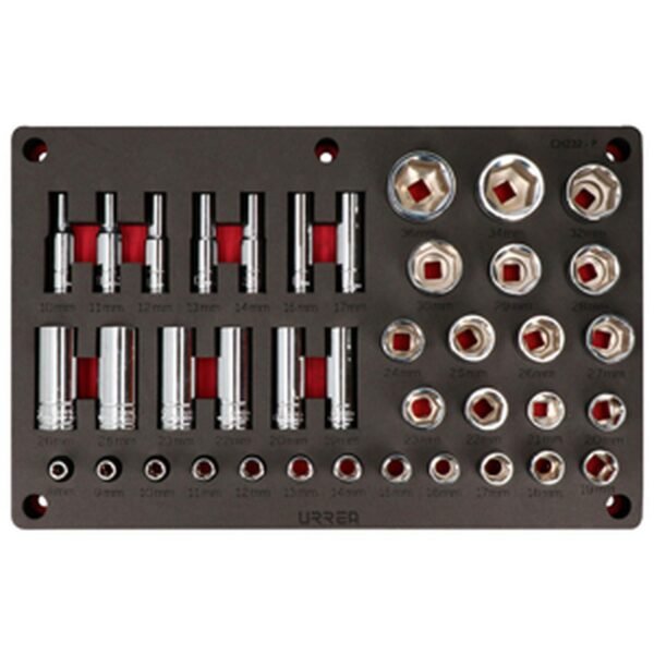 Juego de dados metricos cuadro de 1/2" 39 piezas, CH232P-C Urrea