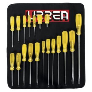 Juego de destornilladores con mango ambar combinados, 19 piezas en estuche Urrea