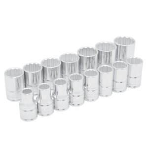 68808514 Juego de dados cuadro de 1/2", 12 puntas, metricos, 15 piezas Urrea