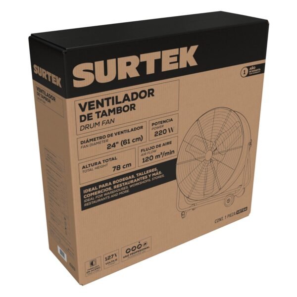 68810778 Ventilador de tambor 2 velocidades, 24" Surtek