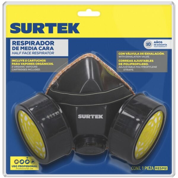 Mascarilla respirador media cara 2 filtros Surtek
