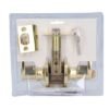 68807622 Manija tubular curva funcion entrada y recamara, laton brillante, llave estandar, blister Lock