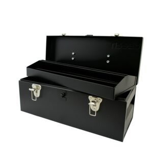 Caja portaherramientas metalica con asa metalica color negro 17" x 7" x 7" Urrea