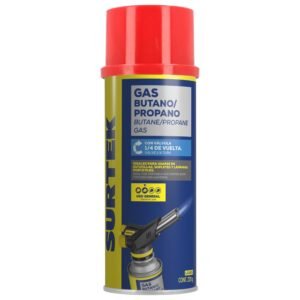 68803419 Lata de gas butano/propano con valvula 1/4 de vuelta 220 g Surtek