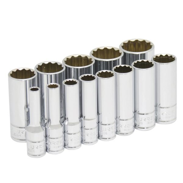 Juego de dados largos cuadro de 3/8", 12 puntas, en pulgadas, 13 piezas Urrea