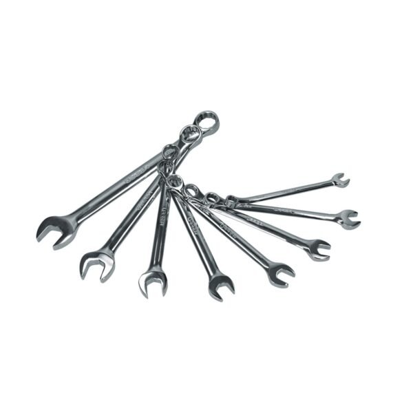 68803763 Juego de llaves combinadas pulido espejo en pulgadas, 12 puntas, 8 pz en rack Urrea