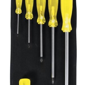 Juego de destornilladores con mango ambar punta Phillips, 6 piezas en estuche Urrea