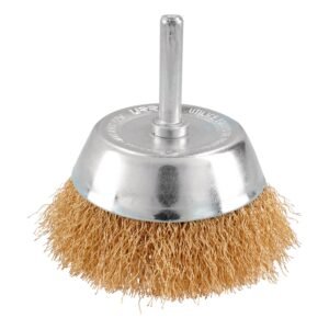 Carda copa ondulada alambre delgado 2-3/4" x 0.30 mm con zanco 1/4" Urrea