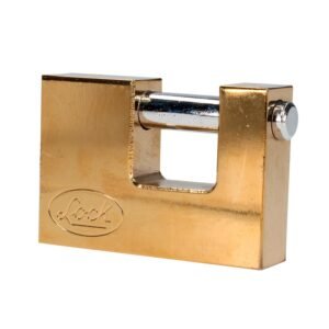 Candado de acero para cortina metalica 80 mm, laton brillante, llave estandar Lock
