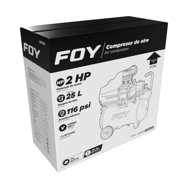 Compresor de aire electrico lubricado 25 Lt 2 HP 120 V