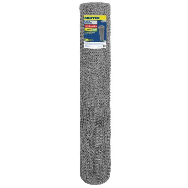 Malla hexagonal galvanizada calibre 23, abertura 13 mm, 0.9 x 45 m