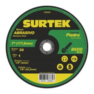 68807127 Disco abrasivo tipo 1 para piedra 7" x 9/64" Surtek