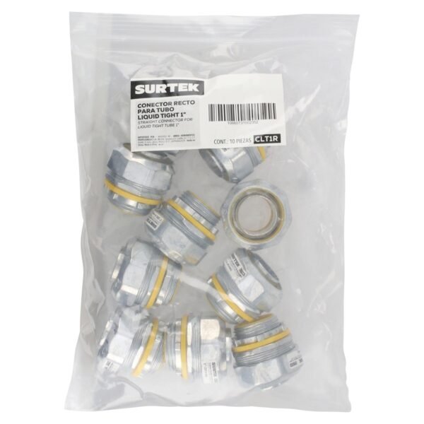 Conector recto para tubo liquid tight 1" Surtek